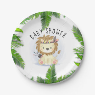 Assiettes En Carton Joli petit Boho Lion bébé garçon douche