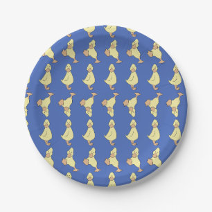 Assiettes En Carton Joli Petit Caneton Jaune Fête Bébé Bleu