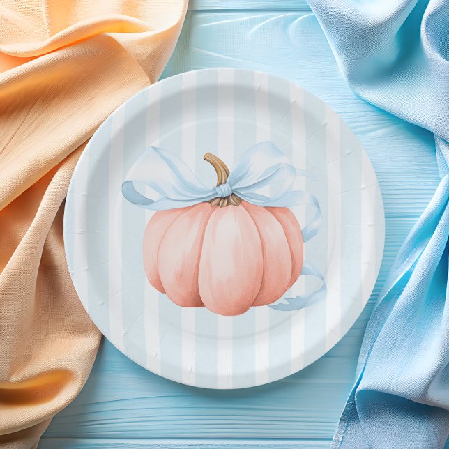 Assiettes En Carton Joli petit Citrouille Baby shower bleu bouc (Créateur téléchargé)