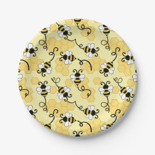 Assiettes En Carton Joli petit motif abeilles