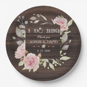 Assiettes En Carton Joli rose rose Floral Bois I DO BBQ