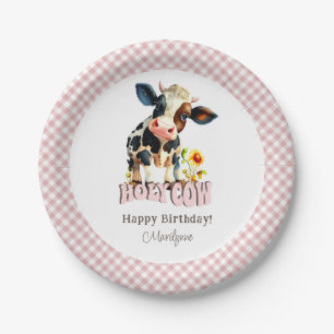 Assiettes En Carton Joli Saint Vache rose Anniversaire