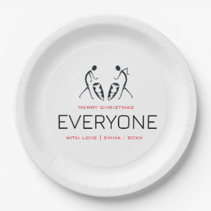 Assiettes En Carton Joli, Silhouette Cocotiers Motif Noël