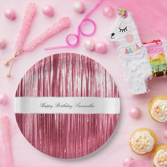 Assiettes En Carton Joli Tinsel De Glam Rose (Fête)