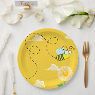 Assiettes En Carton Jolie abeille bourdon abeille volant tournesols ja