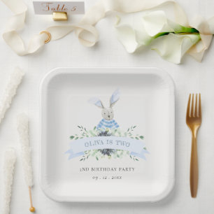 Assiettes En Carton Jolie Aqua Blue Bunny Foliver N'importe quel âge 