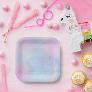 Assiettes En Carton Jolie Aquarelle Pastel Anniversaire violet