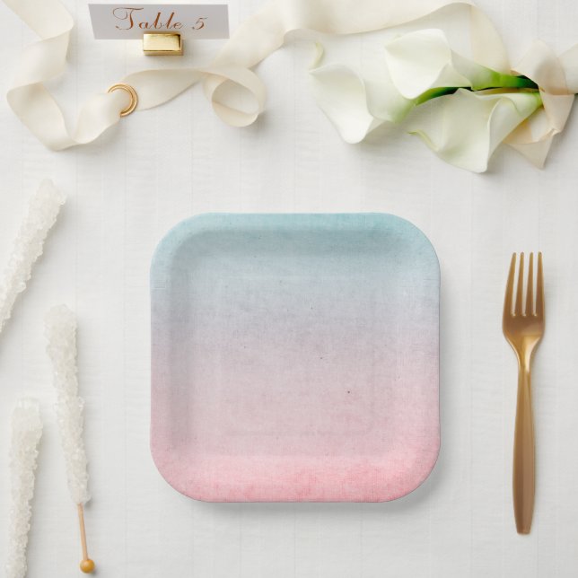 Assiettes En Carton Jolie aquarelle Pastel Aqua d'anniversaire (Mariage)