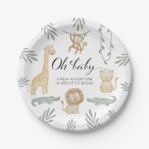 Assiettes En Carton Jolie aquarelle Safari Jungle Oh Bébé Baby Shower