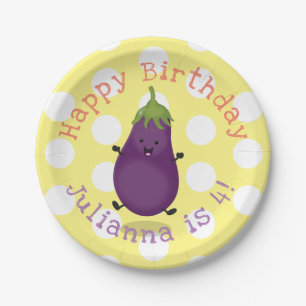 Assiettes En Carton Jolie aubergine personnalisées dessin animé annive