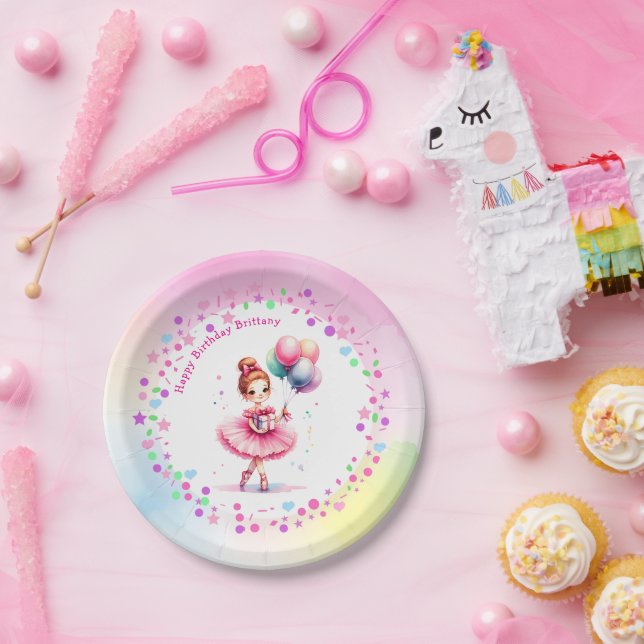 Assiettes En Carton Jolie Ballerina rose Fête d'Anniversaire (Fête)