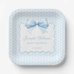 Assiettes En Carton Jolie bohème bleu ruban bébé garçon douche