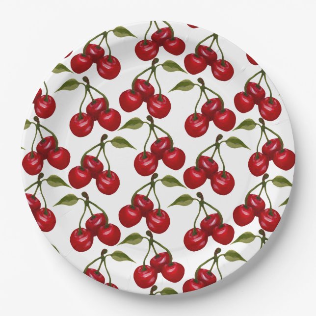 Assiettes En Carton Jolie couleur rouge cerise (Devant)