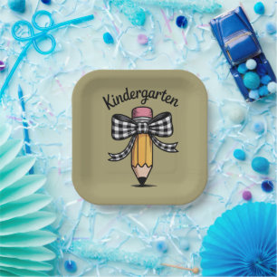 Assiettes En Carton Jolie crayon noeud papillon professeur d'école mat