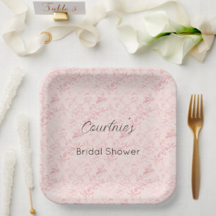 Assiettes En Carton Jolie douche de mariage perle rose blush