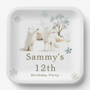 Assiettes En Carton Jolie fête d'anniversaire du loup arctique hiverna