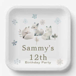 Assiettes En Carton Jolie fête d'anniversaire du loup arctique hiverna