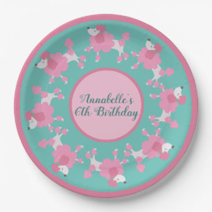 Assiettes En Carton Jolie fête de caniche rose Personnaliser plaque d