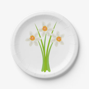 Assiettes En Carton Jolie fête des jonquilles blanches