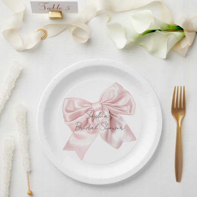 Assiettes En Carton Jolie Fête des mariées à cou rose (Mariage)