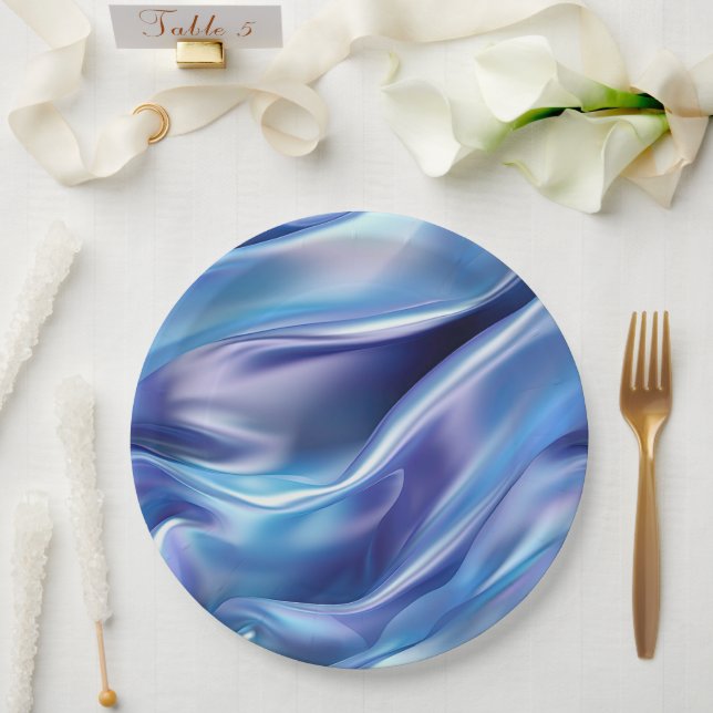 Assiettes En Carton Jolie Fête des mariées bleu pourpre (Mariage)
