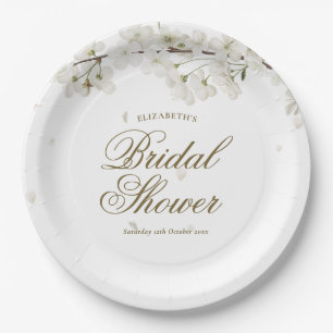 Assiettes En Carton Jolie Fête des mariées de fleurs blanches