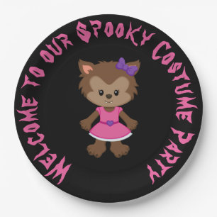 Assiettes En Carton Jolie Fête d'Halloween Werewolf Girl