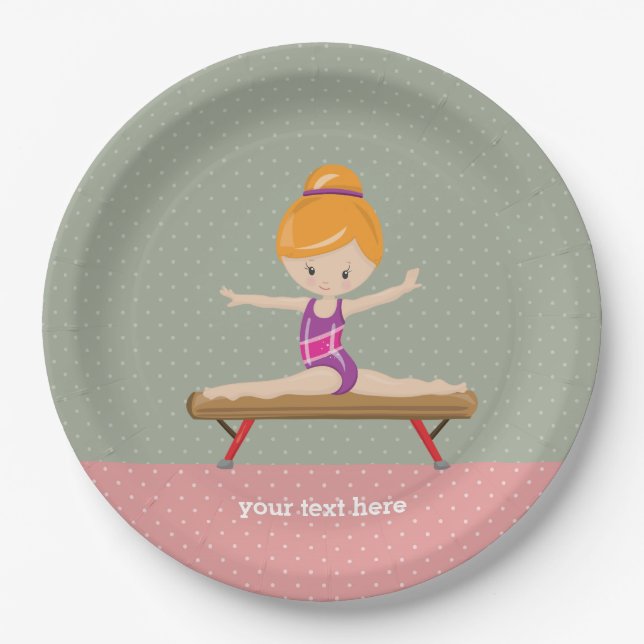 Assiettes En Carton Jolie fille de gymnastique (Devant)