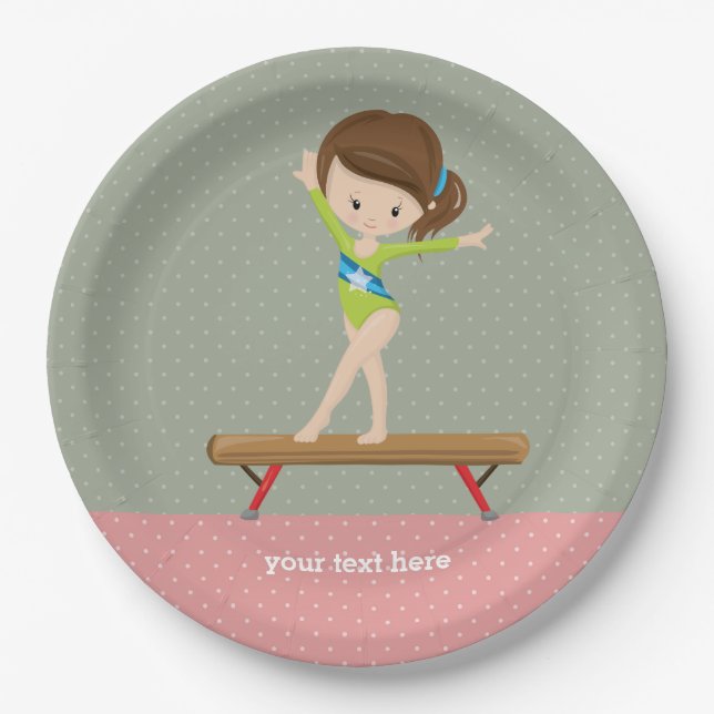 Assiettes En Carton Jolie fille de gymnastique (Devant)