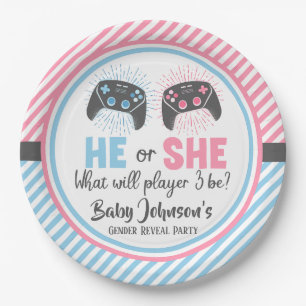 Assiettes En Carton Jolie Gamer Baby Révélation de genre