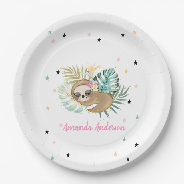 Assiettes En Carton Jolie machine à dormir, Étoiles, Princesse (Devant)