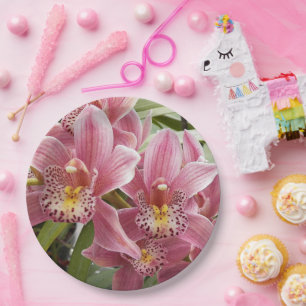 Assiettes En Carton Jolie Orchidées rose Cymbidium Floral