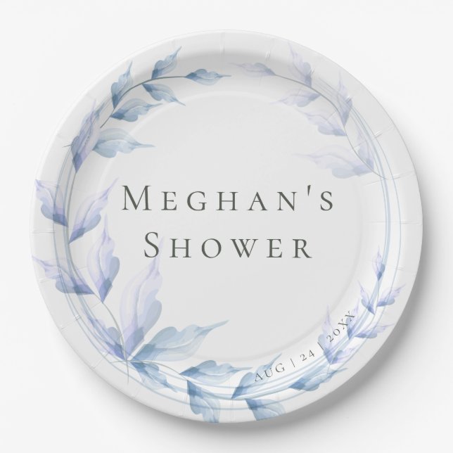 Assiettes En Carton Jolie Pale Lilac Dusty Blue Foliage (Devant)