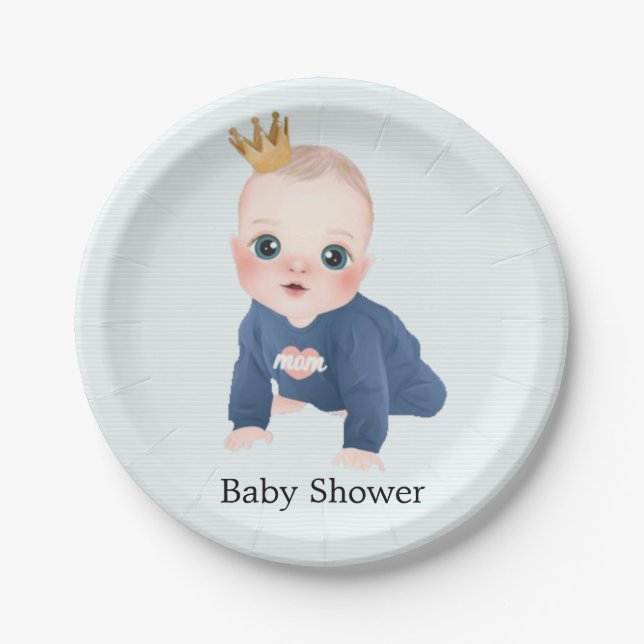 Assiettes En Carton Jolie Petit Prince Baby Boy Douche (Devant)