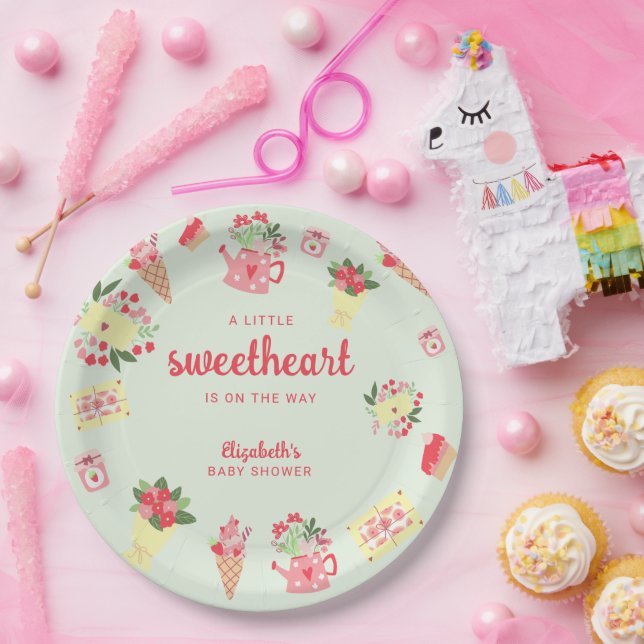 Assiettes En Carton Jolie petite amoureuse sur le chemin Baby shower (Fête)