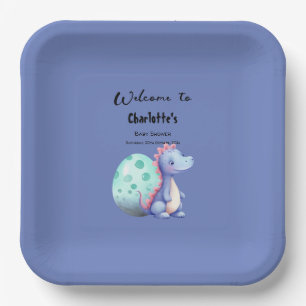 Assiettes En Carton Jolie petite dinosaure aquarelle Baby Shower