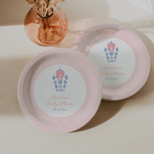 Assiettes En Carton Jolie Pretty Pink Bow Ginger Jar Fille Baby shower
