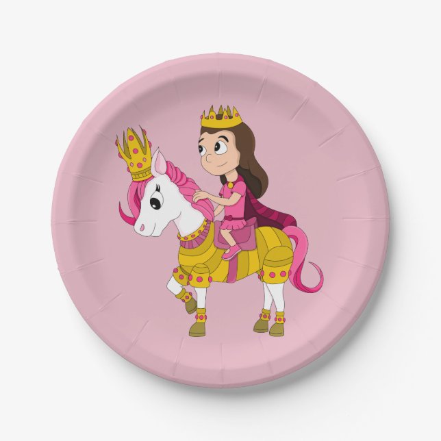 Assiettes En Carton Jolie princesse caricaturale (Devant)