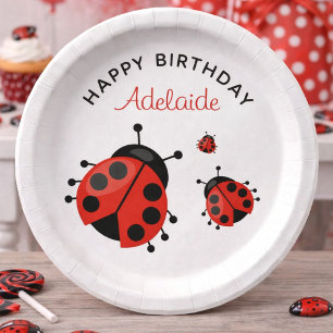 Assiettes En Carton Jolie Red Ladybug moderne Joyeux Anniversaire pers
