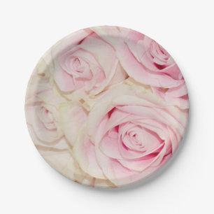 Assiettes En Carton Jolie rose Roses Blanches