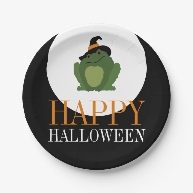 Assiettes En Carton Jolie Sorcière Toad, Bonne Halloween (Devant)