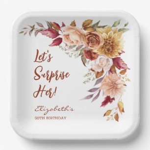 Assiettes En Carton Jolie Terracotta Automne Floral Surprise Anniversa