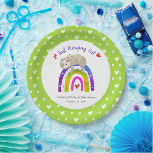 Assiettes En Carton Jolies fentes Baby shower Sweet Boho Arc-en-ciel m