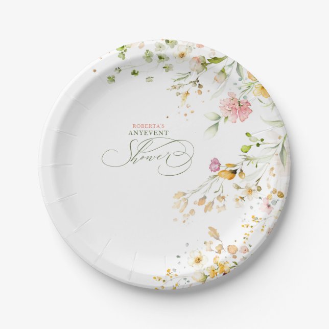 Assiettes En Carton Jolies fleurs sauvages d'été pour n'importe quelle (Devant)