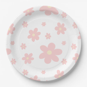 Assiettes En Carton Jolies Marguerites Roses Chaudes