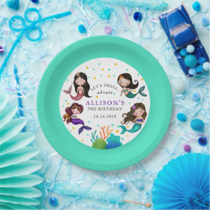 Assiettes En Carton Jolies sirènes sous les filles de la mer Anniversa