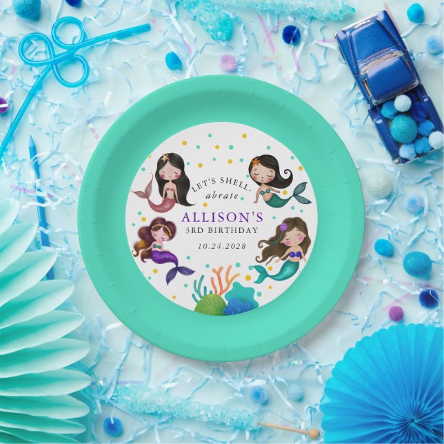 Assiettes En Carton Jolies sirènes sous les filles de la mer Anniversa (Fête)