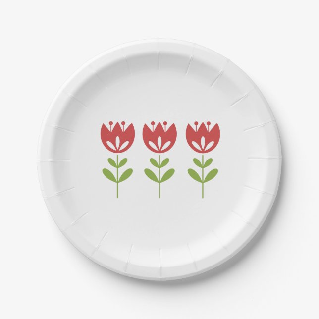 Assiettes En Carton Jolies Tulipes Florales Toutes Les Occasions Fête  (Devant)