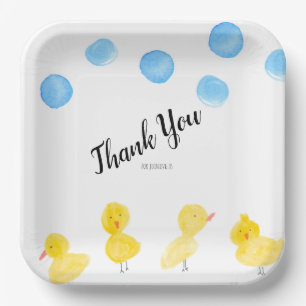 Assiettes En Carton Jolis Canards Main Aquarelle Remerciement Baby Sho