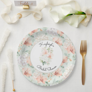 Assiettes En Carton  Jolis Fleurs de Pêche à la Menthe Orchidée Lavage